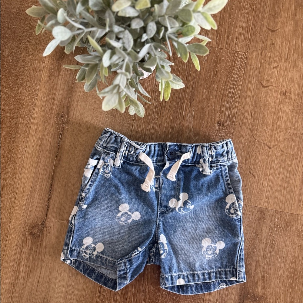 Baby Gap Denim Shorts with Mickey Mouse Print